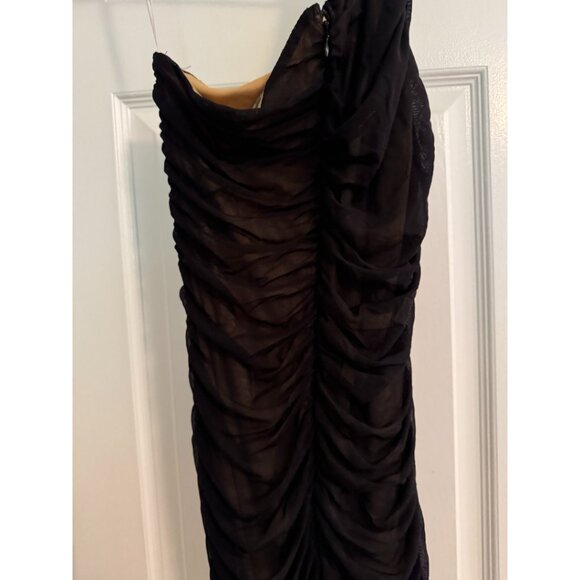 Lulus Black Ruched One-shoulder Bodycon Dress - Size L - Picture 6 of 7